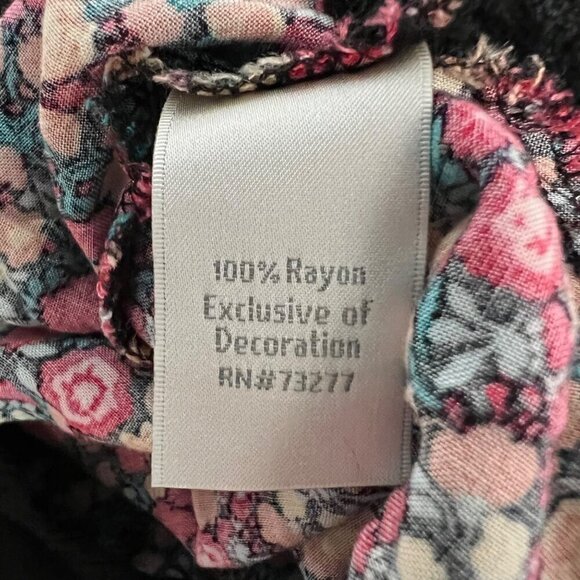 Lauren Conrad Womens Long Sleeve Floral Elastic Tie Waist Dress Above Knee M - Picture 9 of 9